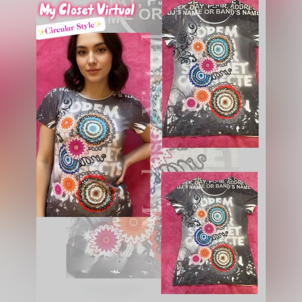 Gray Floral Graphic Short-Sleeve Tee